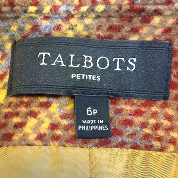 70s Style Womens Talbots Mini Skirt Size 6 Orange Wool Pencil Plaid Kangaroo - Picture 3 of 4